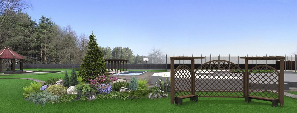 Backyard privacy screen, 3d render